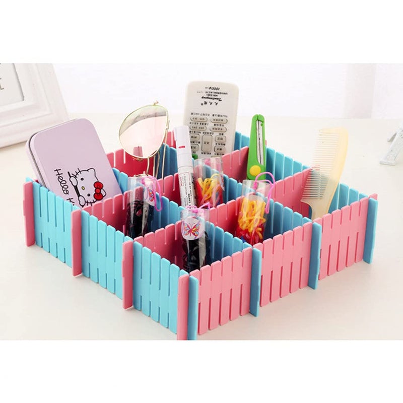 Primelife Plastic Makeup Storage Grid Home Kitchen Board Divider Adjustable Drawer Organizer Storage Drawers Drawer Organizer Drawer Divider 6 PCS Set Multicolor DD
