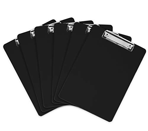 Office Solutions Direct Black Plastic Clipboards Set of 6 Multipack 125x9 Inch Clipboard Holds 100 Sheets Low Profile Colored Acrylic Clip Boards in Bulk for Kids Professionals