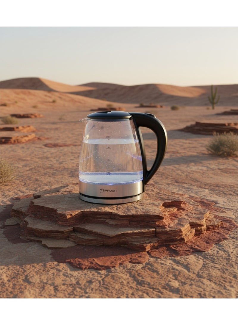 Typhoon Electric Kettle - 2200 Watts - 1.8 Liters - Transparent Silver - TY-01-008 - Image 2