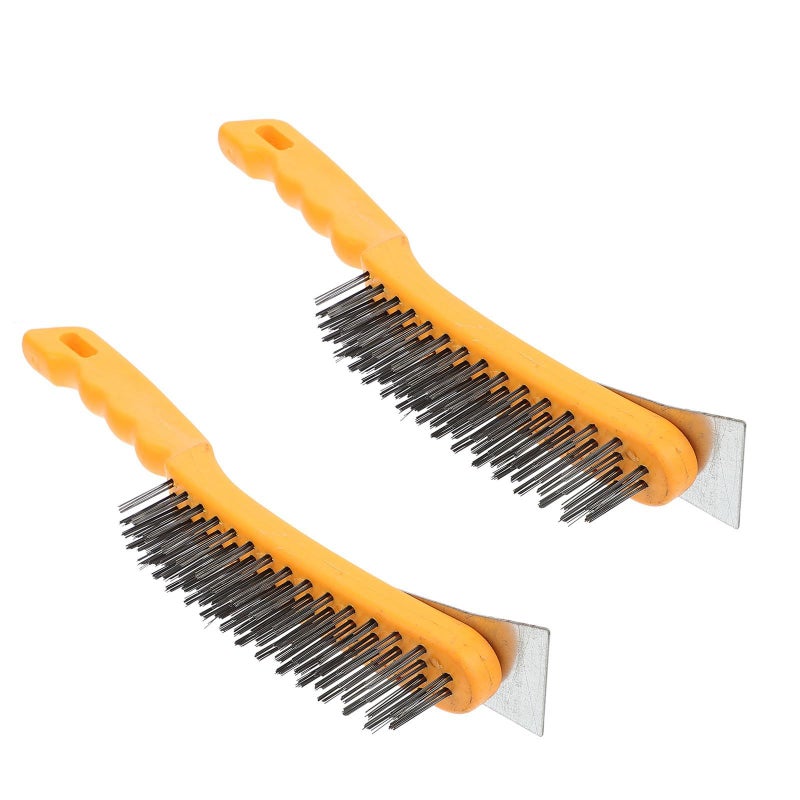 2 Pcs Industrial Wire Scratch Brushes Plastic Handle Scraper Heavy Duty Rust Cleaning - Image 2