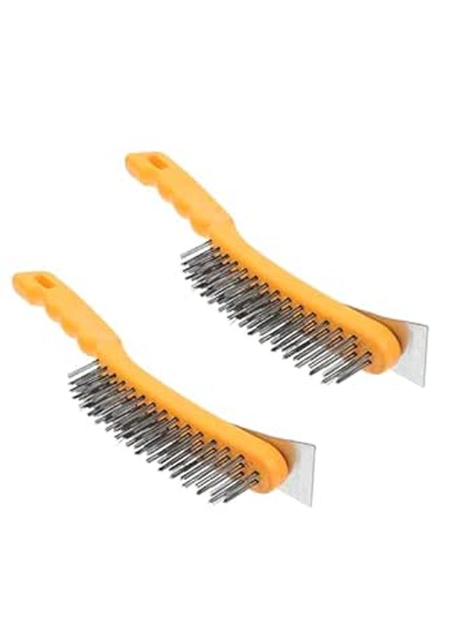 2 Pcs Industrial Wire Scratch Brushes Plastic Handle Scraper Heavy Duty Rust Cleaning - Image 1