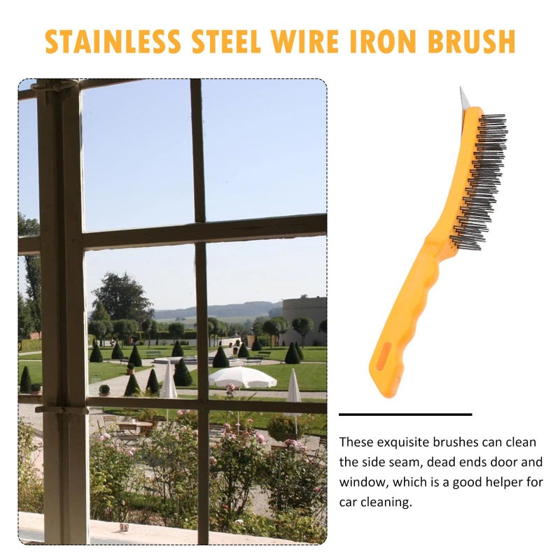2 Pcs Industrial Wire Scratch Brushes Plastic Handle Scraper Heavy Duty Rust Cleaning - Image 4