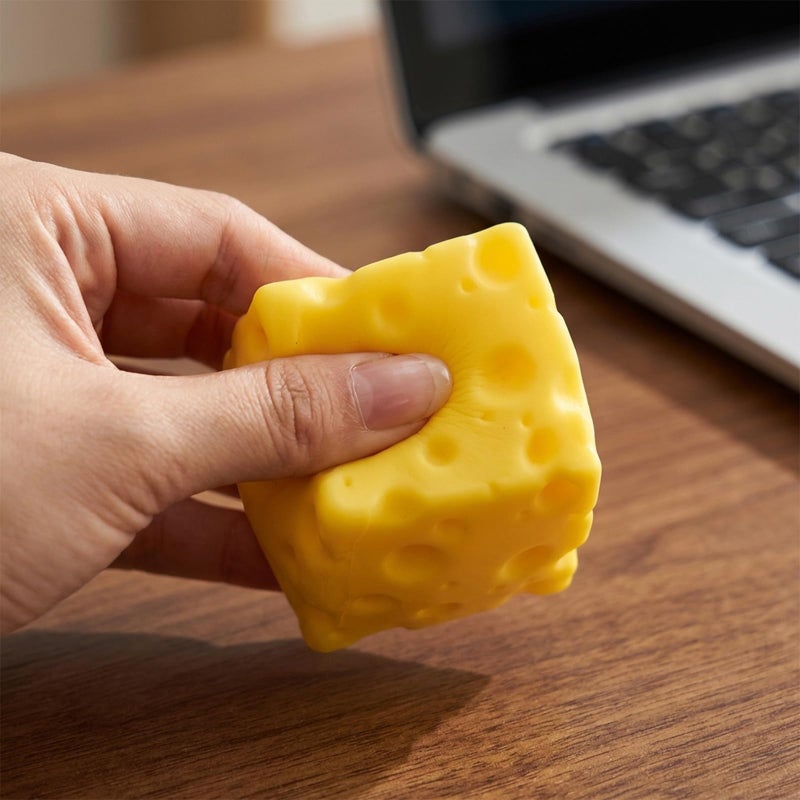 QITAI Yellow Cheese Squishy Stress Relief Toy Soft Simulation Food Squeeze Gift Desk Decor - Image 5