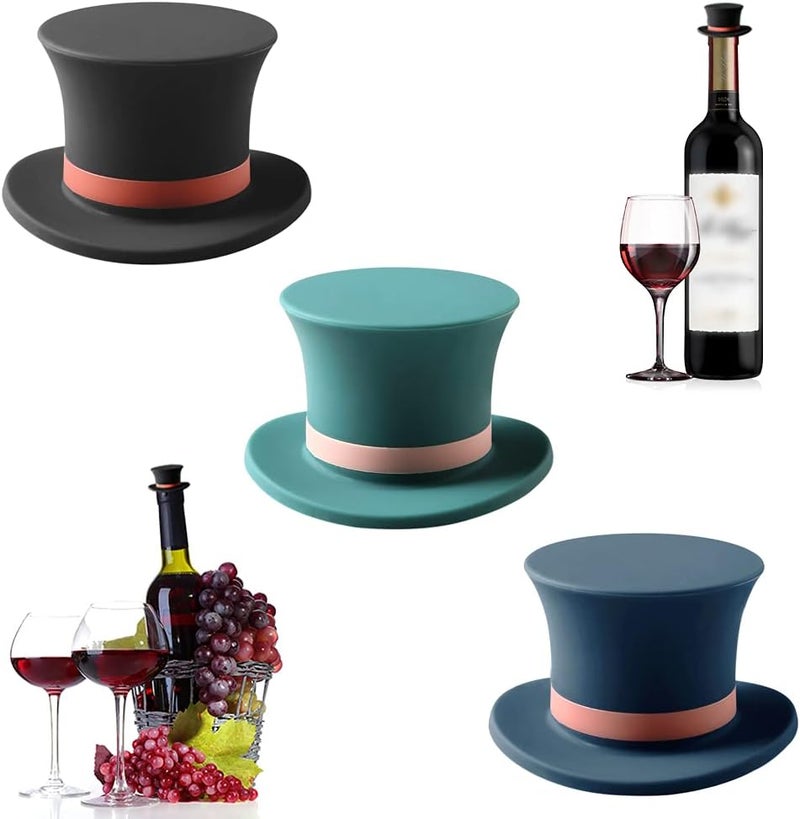 Kitwinney Wine Stoppers, Funny and Reusable Silicone Bottle Stopper and Caps, Decorative Wine Sealer Preserver Accessory Set for Christmas Holiday, Pack of 3 - Image 1