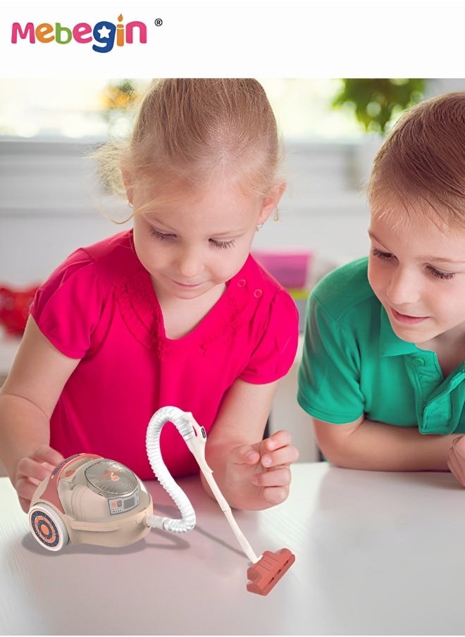 MEBEGIN - Kids' Vacuum Cleaner with Realistic Light and Sounds, Interactive Toy Vacuum, Creative Cleaning Toy Set, Play House Toy, Ideal Gift for Kids Aged 3+, 3 AA Batteries Required(Not Included), 9*11*17cm - Image 1