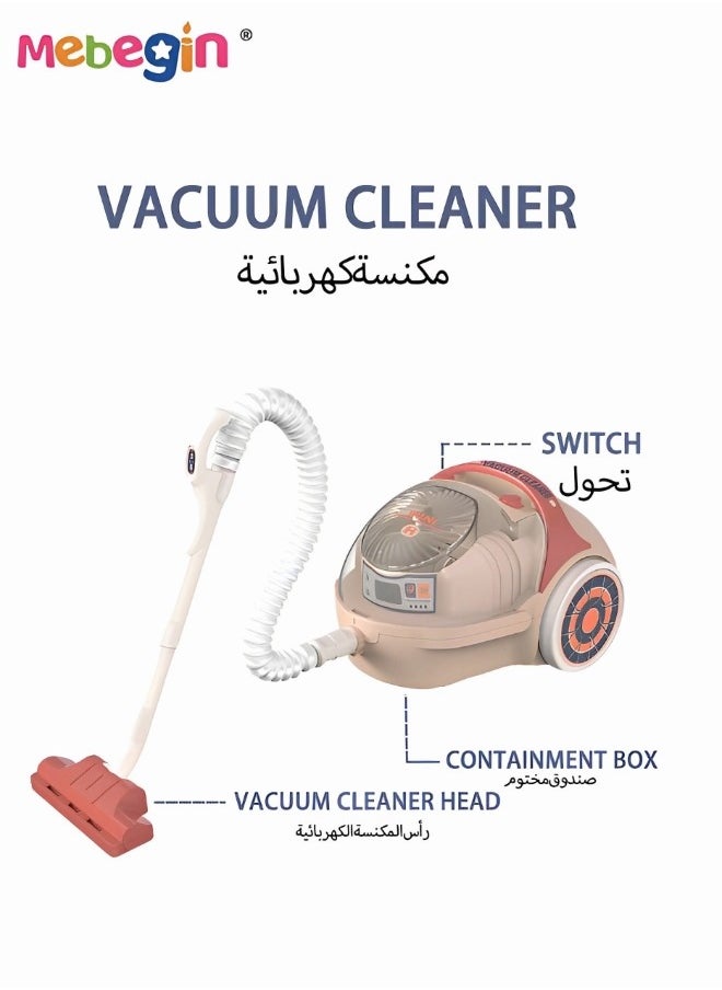 MEBEGIN - Kids' Vacuum Cleaner with Realistic Light and Sounds, Interactive Toy Vacuum, Creative Cleaning Toy Set, Play House Toy, Ideal Gift for Kids Aged 3+, 3 AA Batteries Required(Not Included), 9*11*17cm - Image 1