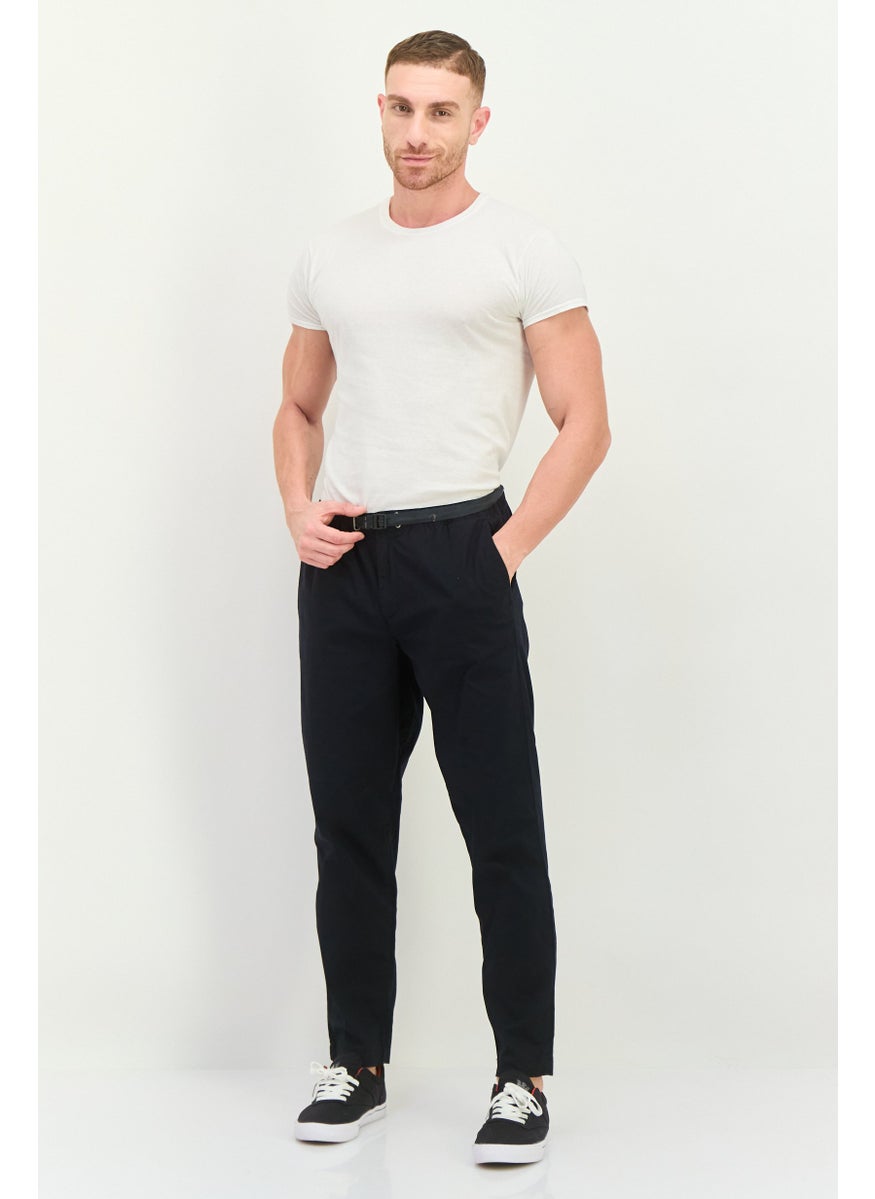 Gazzarrini Men Regular Fit Solid Chino Pants, Navy  - Image 4