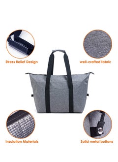 Excefore Cool Bag, Large Capacity Lunch Bag, Collapsible Cooler Bag, Waterproof Insulated Bag With Hard Liner For Food Bag, for Food Delivery, Outdoor BBQ, Picnic Camping, Family Activitives  - Image 3