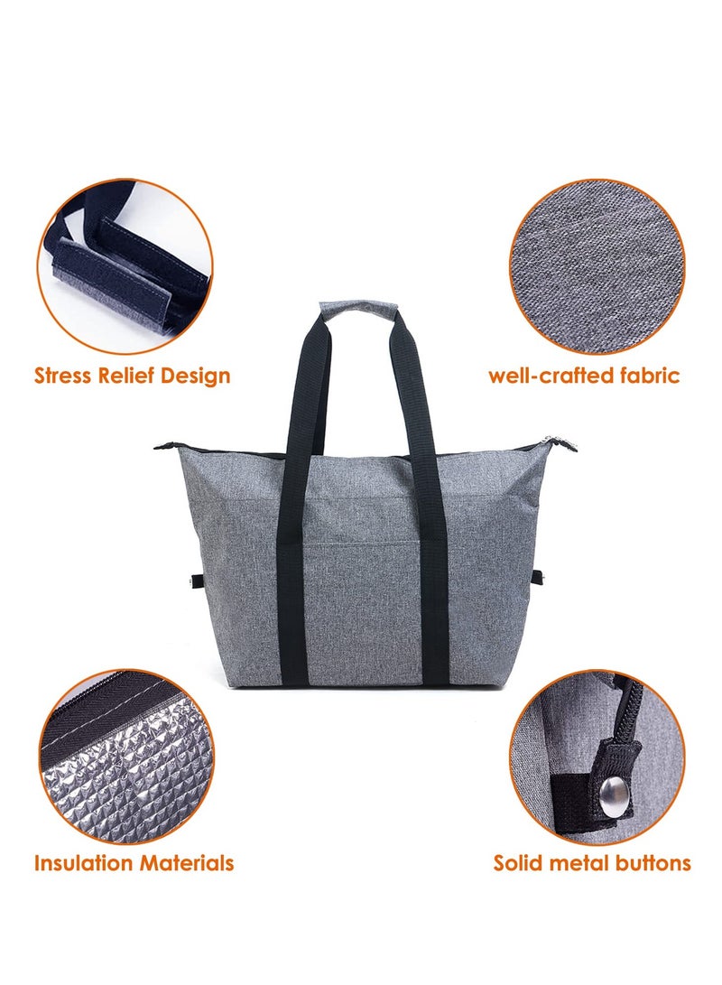 Excefore Cool Bag, Large Capacity Lunch Bag, Collapsible Cooler Bag, Waterproof Insulated Bag With Hard Liner For Food Bag, for Food Delivery, Outdoor BBQ, Picnic Camping, Family Activitives - Image 3