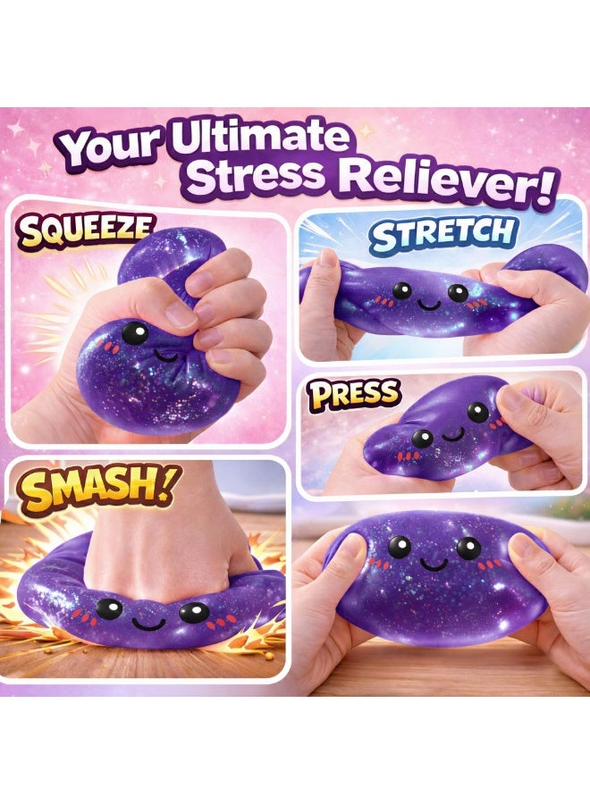 Purple Glitter Dumpling Squishy Fidget Toy for Stress Relief, Sensory Squeeze Toy for Adults - Image 4