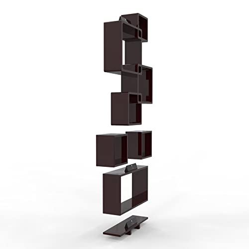Raafi Wooden Rafuf Designer Intersecting Wall Shelves (Set of 8) (Brown) - Image 2