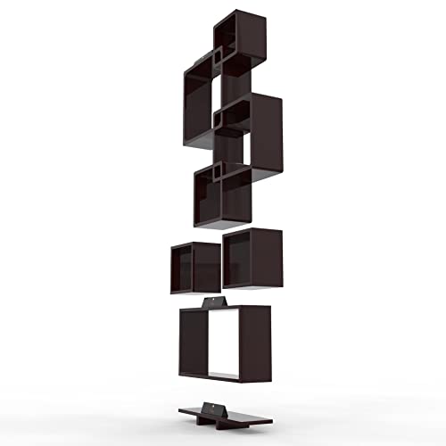 Raafi Wooden Rafuf Designer Intersecting Wall Shelves (Set of 8) (Brown) - Image 4