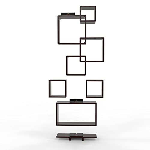 Raafi Wooden Rafuf Designer Intersecting Wall Shelves (Set of 8) (Brown) - Image 5