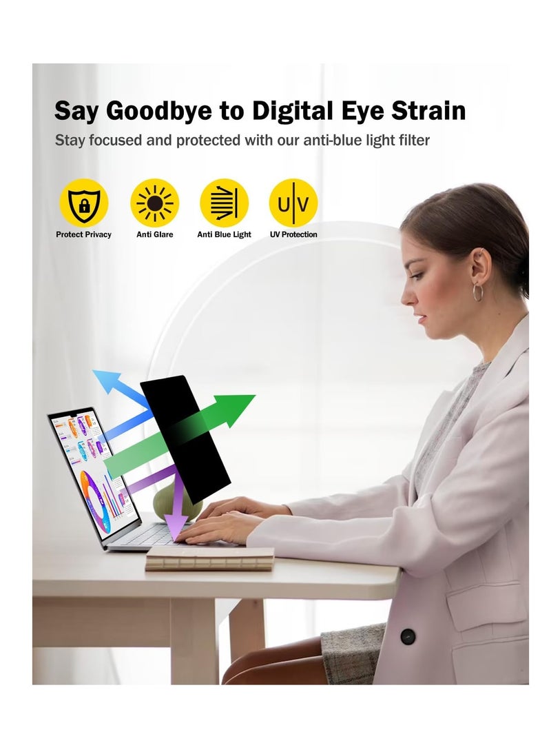14 Inch Laptop Privacy Screen Filter, for 16:10 Widescreen Monitors -Dell/HP/Acer/Samsung/Lenovo/ASUS/Toshiba, Privacy Screen Anti-Peeping, Anti Blue Light Blocking and Anti Glare - Image 2