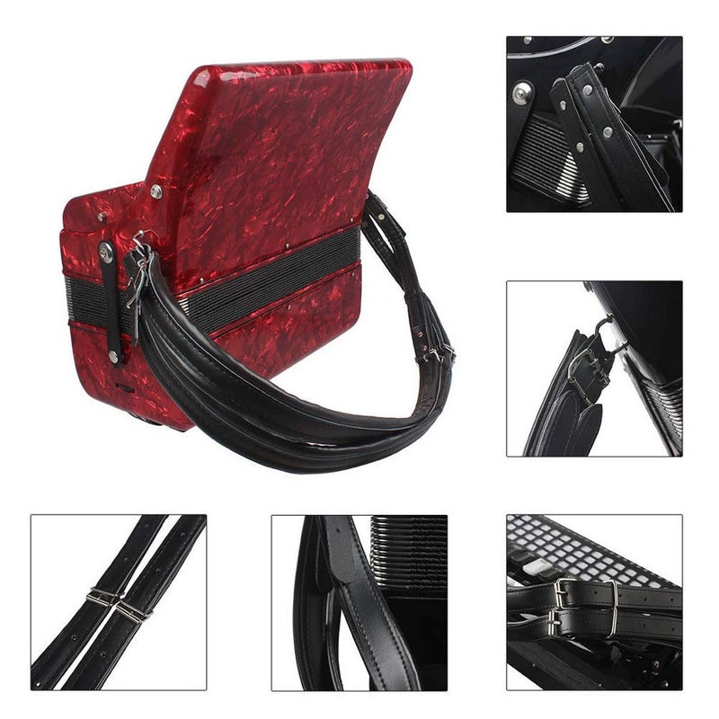 BIBISTORE Soft Leather Adjustable Accordion Shoulder Harness Straps Instrument Accessories (Black) - Image 4