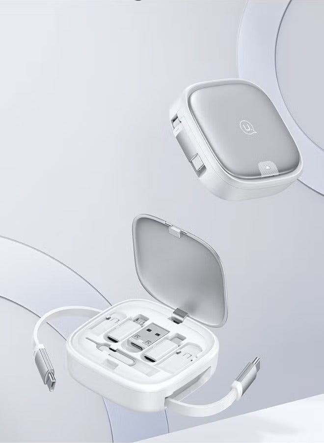 Usams 60W USB Travel Data Cable Adapter Case, Fast Charging Line Storage Organizer Box, Lightning Type C iOS Device Micro USB Converter, Card Ejector Pin Set Phone Holder Stand - Image 3