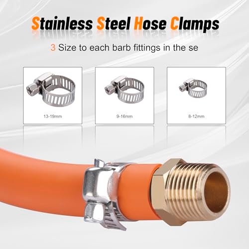Dazakoot 146Pcs Hose Pipe Fitting & Barb Fitting Kit, 56Pcs Hose Pipe Fitting & 50Pcs Barb Fitting & 40Pcs Hose Clamp, Hex Nipple, Reducing Bushing, Reducing Coupling, NPT Coupling, Adapter, Union - Image 4