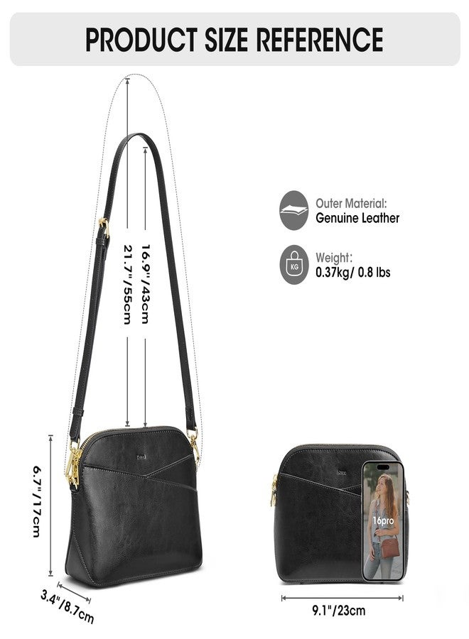 Kattee Leather Crossbody Bags for Women Trendy, Small Purses Handbags Shoulder Bag, Genuine Leather Cross Body Bag for Woman, Black - Image 3