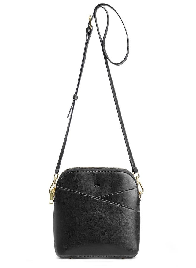 Kattee Leather Crossbody Bags for Women Trendy, Small Purses Handbags Shoulder Bag, Genuine Leather Cross Body Bag for Woman, Black - Image 1