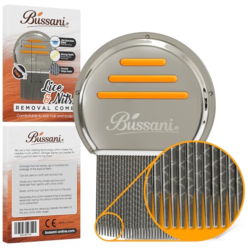 Bussani Lice Comb for Fine & Thick Hair | Lice Treatment | Nit Comb for Lice Eggs | Lice Brush | Peine para Piojos y Liendres para Niñas | Great for Dandruff & Psoriasis - Image 1