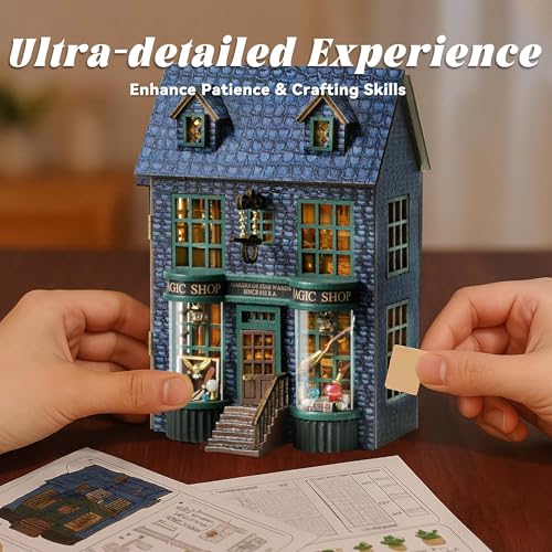 Flever مجموعة منزل دمى فليفر المصغرة DIY غرفة إبداعية مع أثاث لهدية رومانسية في عيد الحب (متجر السحر) - Image 5