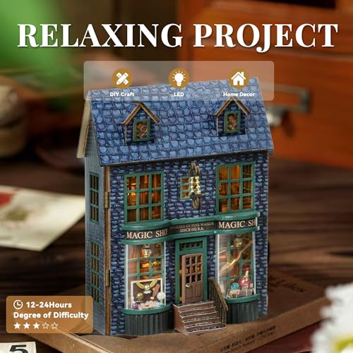 Flever مجموعة منزل دمى فليفر المصغرة DIY غرفة إبداعية مع أثاث لهدية رومانسية في عيد الحب (متجر السحر) - Image 4