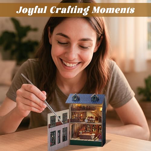 Flever مجموعة منزل دمى فليفر المصغرة DIY غرفة إبداعية مع أثاث لهدية رومانسية في عيد الحب (متجر السحر) - Image 3