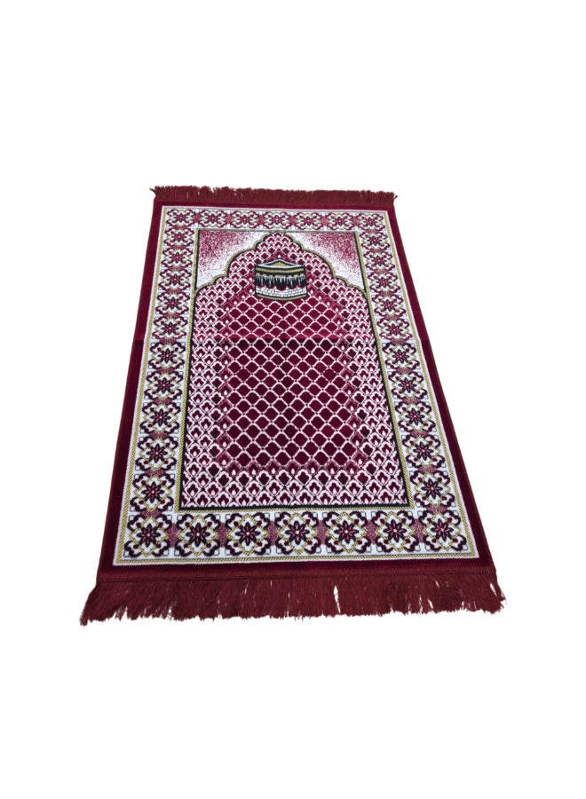 ريف سجادة صلاة إسلامية بطبعة الكعبة جودة ممتازة أحمر وأبيض 70 x 110 سم SP 90S102027RED - Image 2