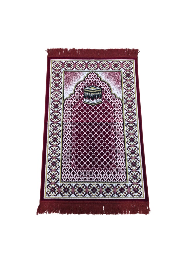 ريف سجادة صلاة إسلامية بطبعة الكعبة جودة ممتازة أحمر وأبيض 70 x 110 سم SP 90S102027RED - Image 1
