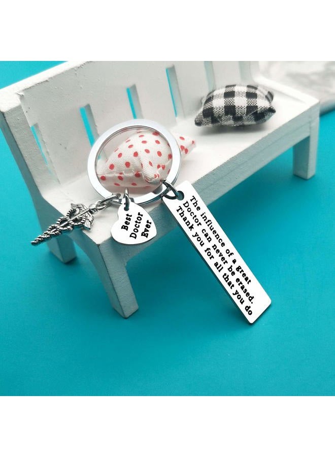 Xiahuyu Doctor Keychain Gift The Influence of A Great Doctor Can Never Be Erased Keychain Best Doctor Ever Gift Thank You Gift for Doctor Christmas Birthday Gift Appreciation Gifts for Doctor, Silver, S - Image 4