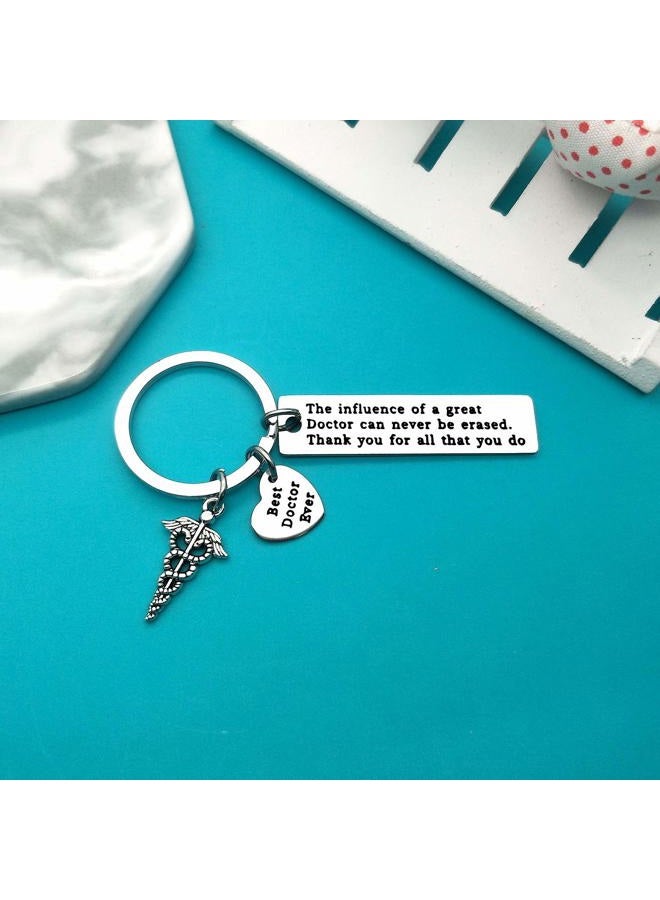 Xiahuyu Doctor Keychain Gift The Influence of A Great Doctor Can Never Be Erased Keychain Best Doctor Ever Gift Thank You Gift for Doctor Christmas Birthday Gift Appreciation Gifts for Doctor, Silver, S - Image 3