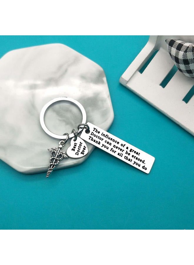 Xiahuyu Doctor Keychain Gift The Influence of A Great Doctor Can Never Be Erased Keychain Best Doctor Ever Gift Thank You Gift for Doctor Christmas Birthday Gift Appreciation Gifts for Doctor, Silver, S - Image 2