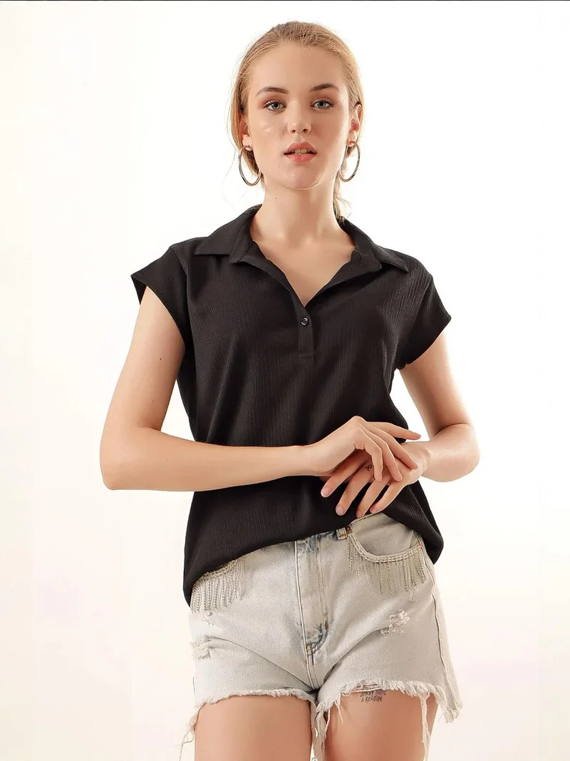 بيغ دارت بلوزة بولو من  بنقوش وأزرار