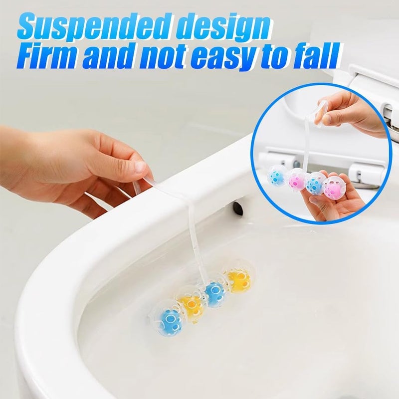 2 Sets of Toilet Bowl Cleaner with Hanger, 4-in-1 Rim Hanger Toilet Cleaner Balls with Air Freshner Effect, Sparkling Cleaning Dirt and Anti-Limescale, Long Lasting Freshness-Random Color - Image 5