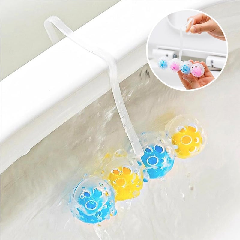 2 Sets of Toilet Bowl Cleaner with Hanger, 4-in-1 Rim Hanger Toilet Cleaner Balls with Air Freshner Effect, Sparkling Cleaning Dirt and Anti-Limescale, Long Lasting Freshness-Random Color - Image 1