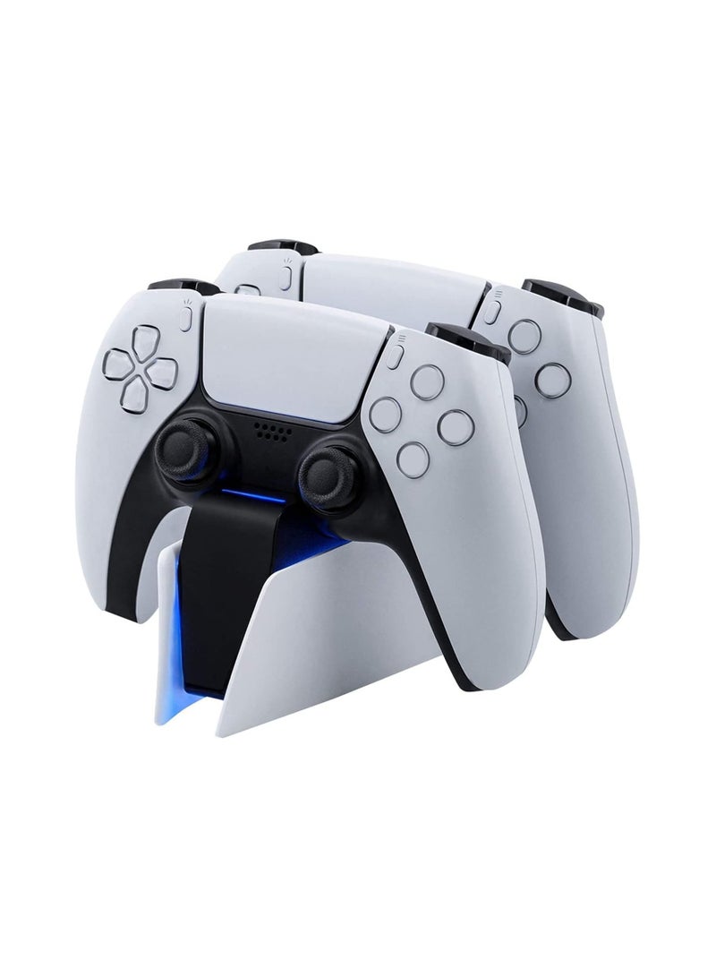 شاحن مزدوج لوحدات التحكم – محطة شحن سريع بمنفذ USB Type-C مع مؤشر LED – مناسب لوحدات التحكم دوال سينس (أبيض)