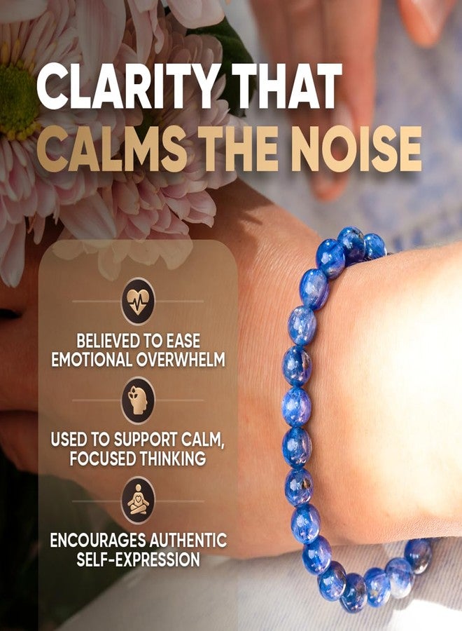 Conscious Items My Truth, My Power Crystal Bracelet, Rare Blue Kyanite Stone Bracelet for Clarity, Calm, & Authentic Self-Expression, Chakra Bracelets for Men & Women, Blue Beaded Bracelets - Image 2