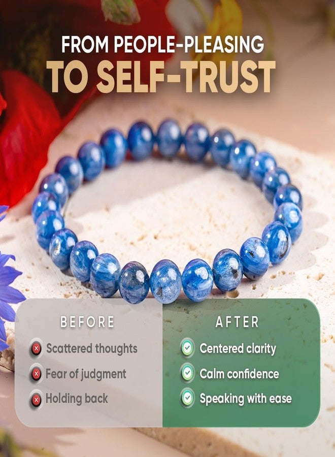Conscious Items My Truth, My Power Crystal Bracelet, Rare Blue Kyanite Stone Bracelet for Clarity, Calm, & Authentic Self-Expression, Chakra Bracelets for Men & Women, Blue Beaded Bracelets - Image 3