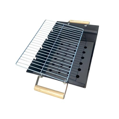 POSHIO® POSHIO Bbq Grill for Home Barbeque Set with 4 Skewers,1 Steel Grill & Charcoal Tray | Tandoori Grill Set for Outdoor (Sturdy built, 13.4x9.4x8.7inches, Black) - Image 5