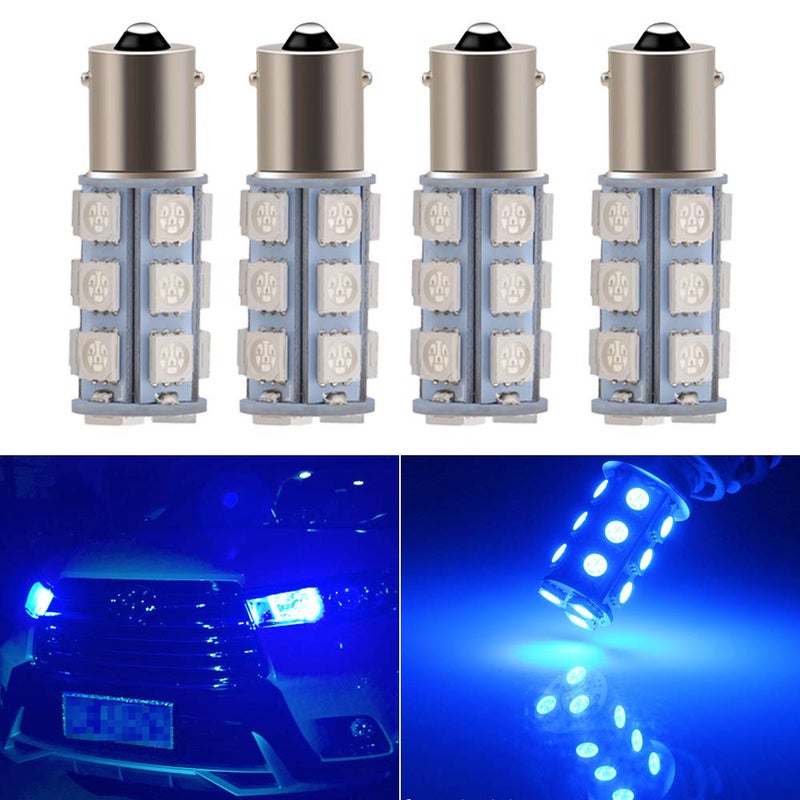 YM EBright Blue 1156 BA15S Led Bulb1141 1073 7506 Base LED Replacement For RV Camper SUV MPV Car Turn Signal Bulb TailCorner light Backup Reverse Light 18SMD 5050Chips DC12V Pack of 4