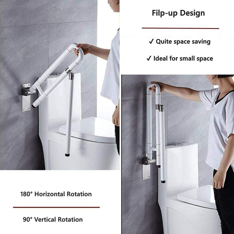BATH GURU U Shape Heavy Duty High Grade ABS and Stainless Steel Grab Bar Safety Rail Handle for Senior Citizen Wall Mounted Grab Bar for Toilet Bathroom Bathtub (60 CM X 70 CM) - Image 2