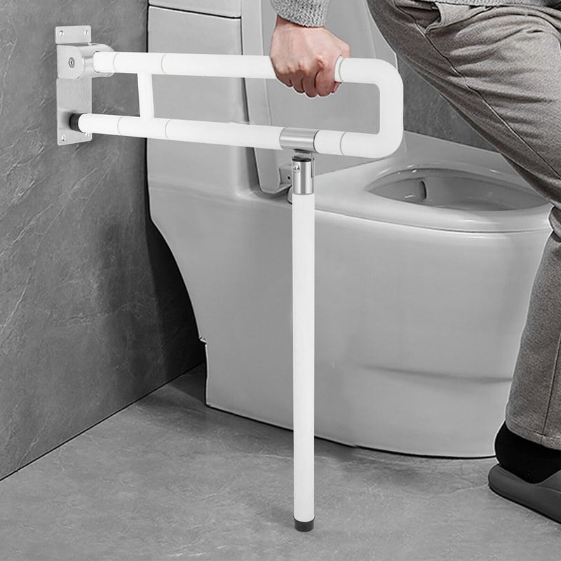 BATH GURU U Shape Heavy Duty High Grade ABS and Stainless Steel Grab Bar Safety Rail Handle for Senior Citizen Wall Mounted Grab Bar for Toilet Bathroom Bathtub (60 CM X 70 CM) - Image 1