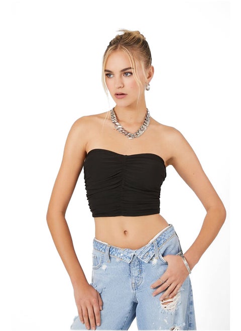 Ruched Cropped Tube Top