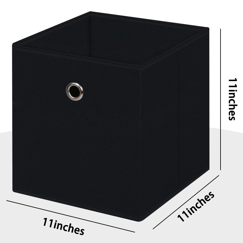 NieEnjoy Black Foldable Storage Cubes Bins ,11 Inch Cloth Storage Cube Fabric Storage Box Cubes Organizer Baskets with Handles for Home Organizer Set of 3 (Black) - Image 2