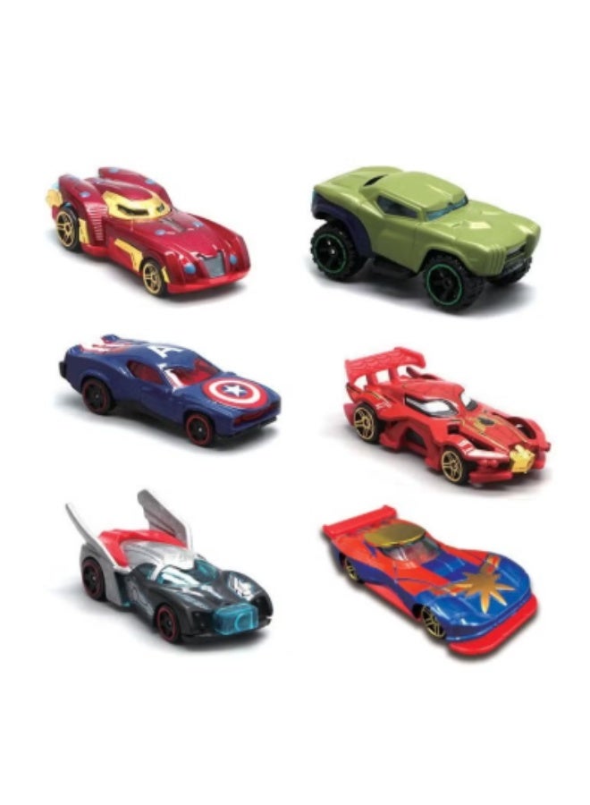 6-Piece Superhero Concept Car Model Set, Marvel Avengers Series Die-Cast Toy Vehicles - Image 1