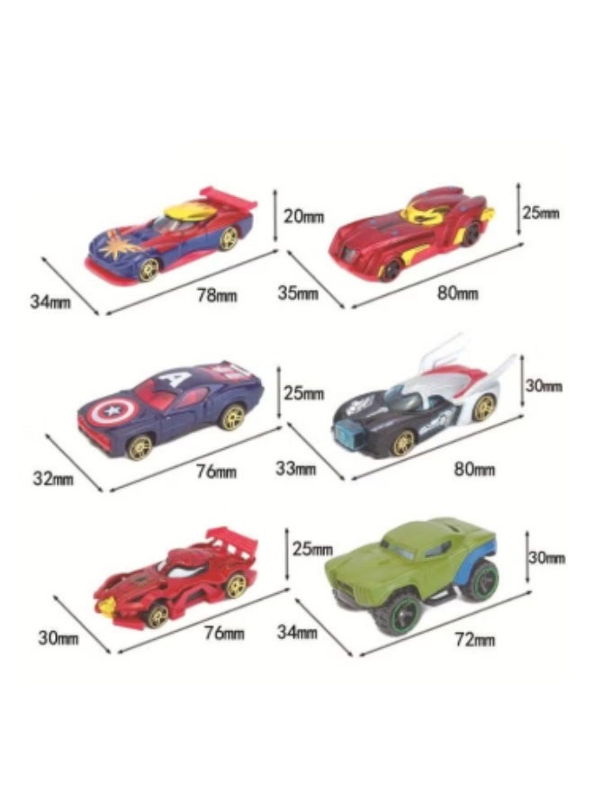 6-Piece Superhero Concept Car Model Set, Marvel Avengers Series Die-Cast Toy Vehicles - Image 2