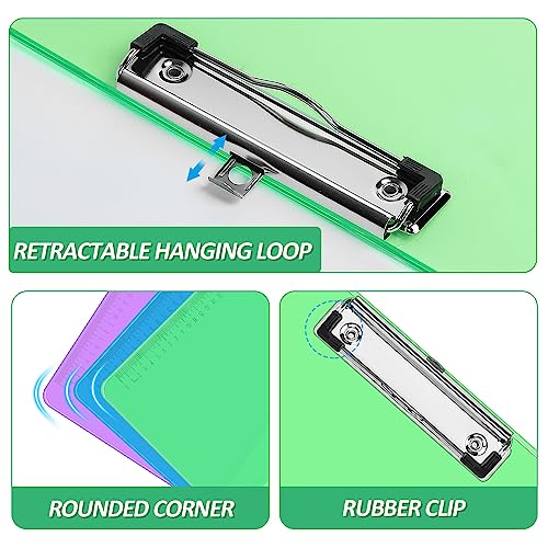PANDRI Plastic Clipboards, PANDRI 12 Pack Clear Colored Clipboards, Low Profile Clip Board 12.5 x 9 Inch Standard Letter Size, Office Supplies Classroom - Image 4