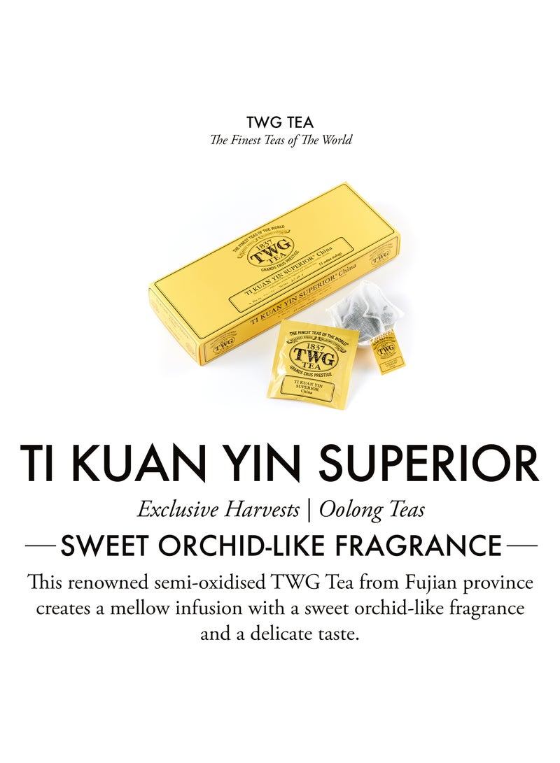 TWG Tea Ti Kuan Yin Superior | Oolong Tea | Sweet Orchid-Like Fragrance | 15 Hand Sewn Cotton Teabags | Gift Set - Image 3