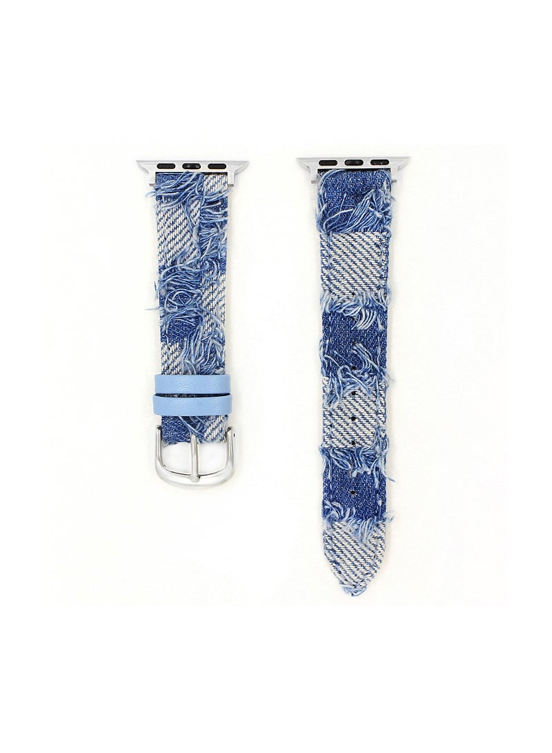 EBMINI Denim Patchwork Cowhide Tassel Watch Strap38/40/41mm