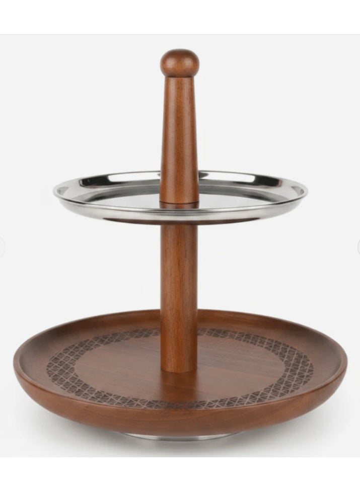 AKDC Luhpar 2-Tier Wooden & Stainless Steel Candy Tray - 35x30cm - Image 1